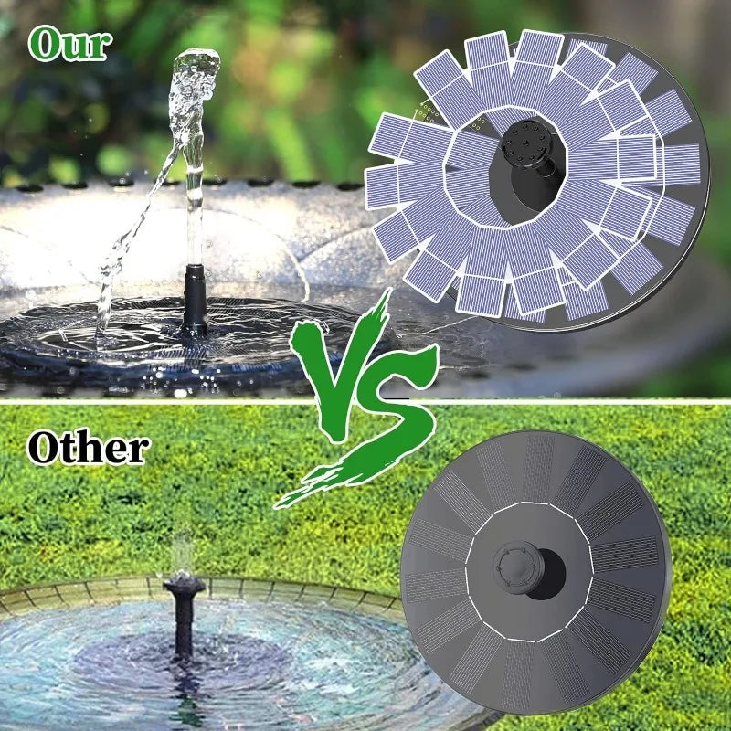Solar Garden Fountain Pump – 6 Spray Nozzles Outdoor Bird Bath