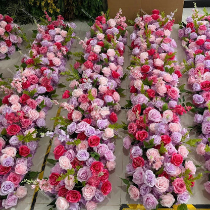 Silk Rose Flower Runner – Wedding & Event Decor (Pink / Hot Pink / Purple)