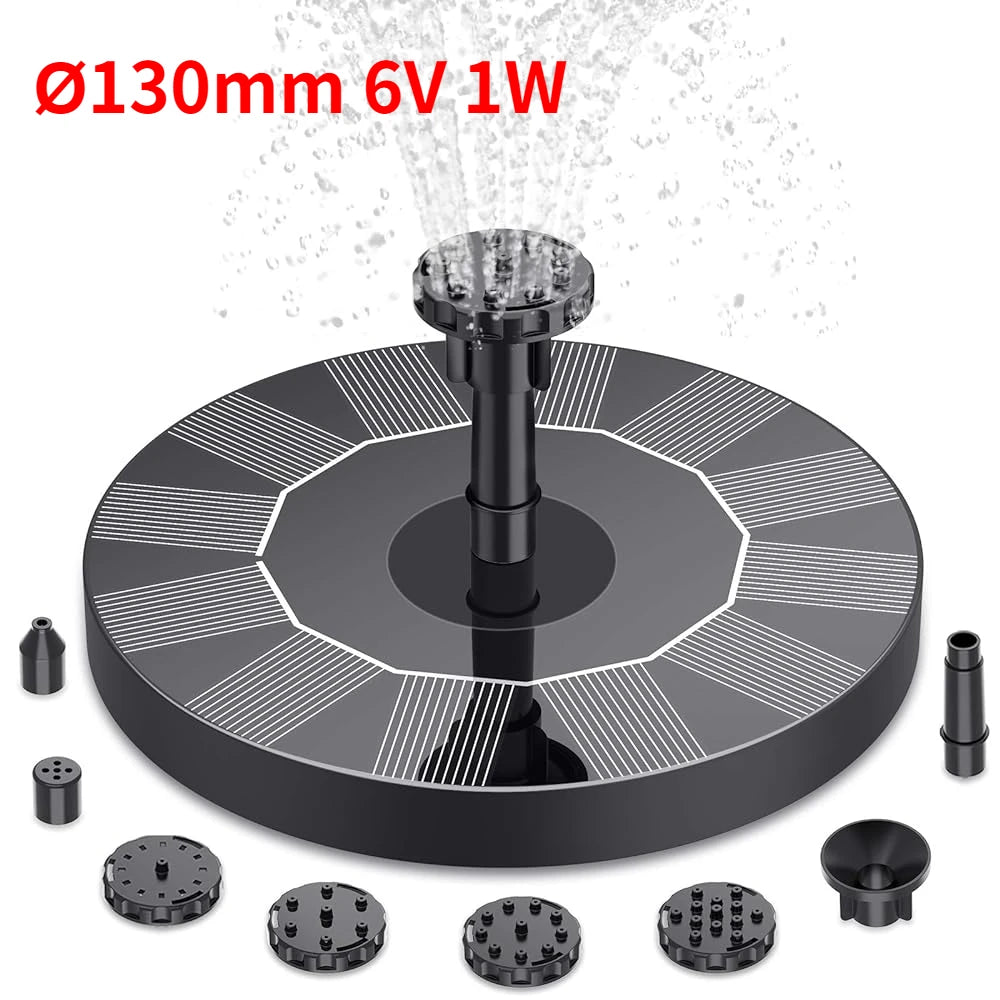 Solar Garden Fountain Pump – 6 Spray Nozzles Outdoor Bird Bath
