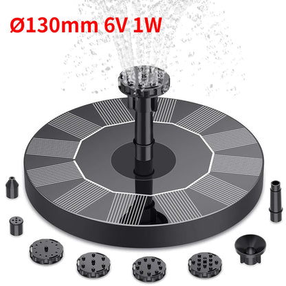 Solar Garden Fountain Pump – 6 Spray Nozzles Outdoor Bird Bath