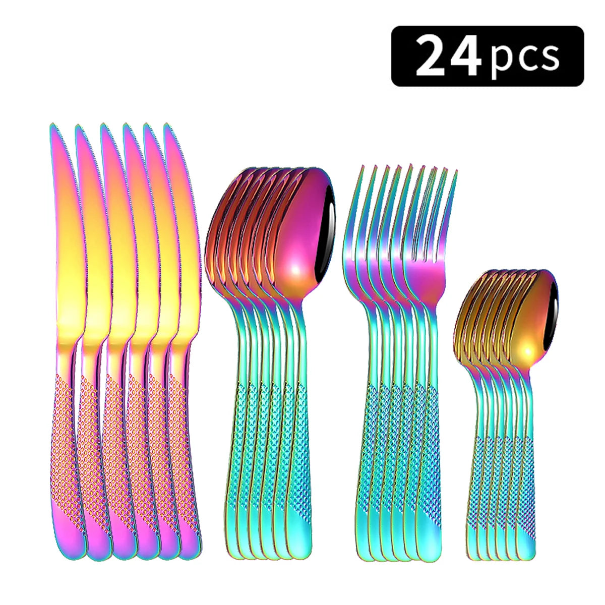 24pc Star Diamond Stainless Steel Cutlery Set – 6 Knives, 6 Forks & 12 Spoons