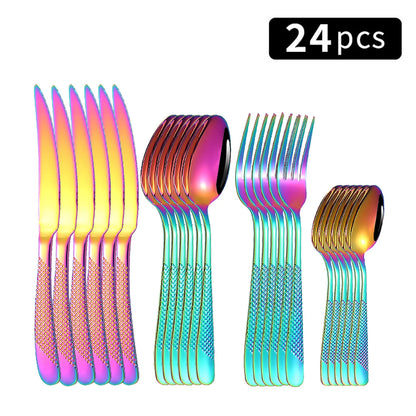 24pc Star Diamond Stainless Steel Cutlery Set – 6 Knives, 6 Forks & 12 Spoons