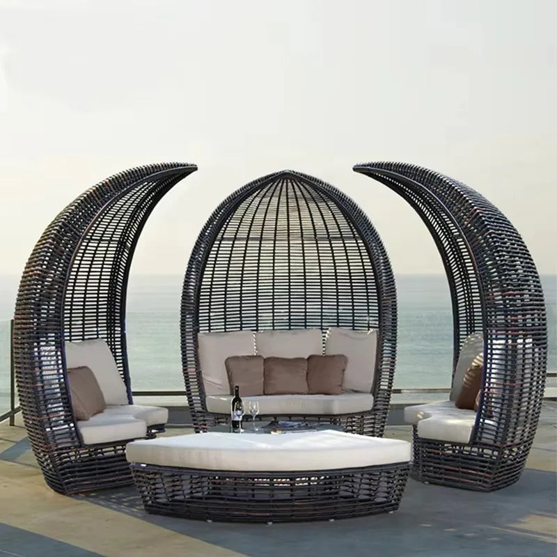 PE Rattan Outdoor Sun Lounger – Waterproof Pool Recliner Chair