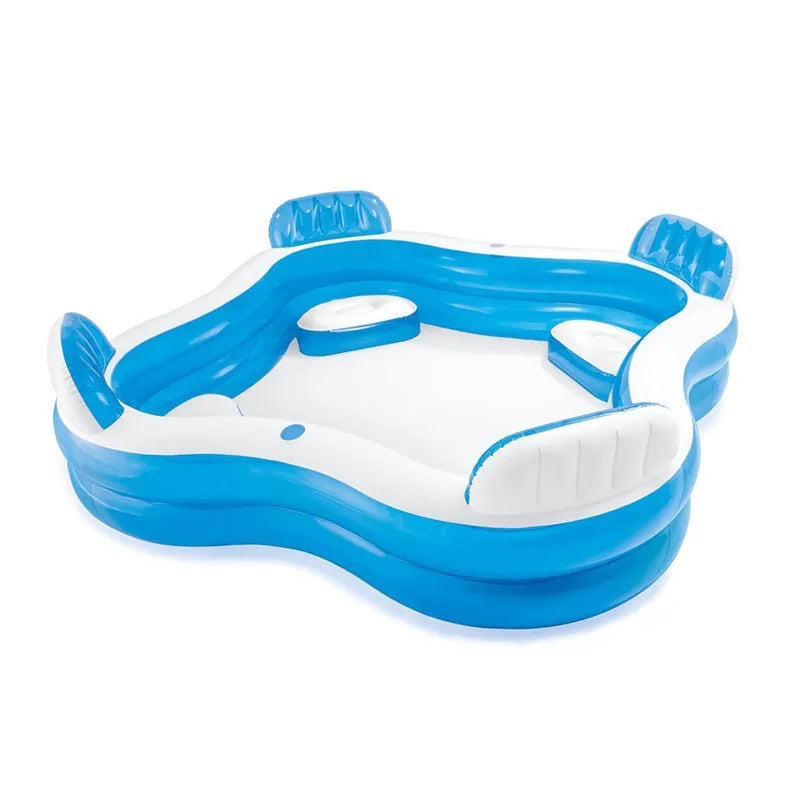 Inflatable Family Pool with Backrest – Portable PVC Bathing Pool