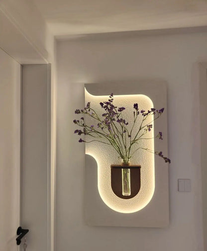 Modern Wall Lamp with Hanging Green Plants & Art