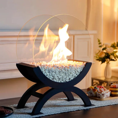 Modern Black Table Ethanol Fireplace – Indoor & Outdoor Decor Fire Pit