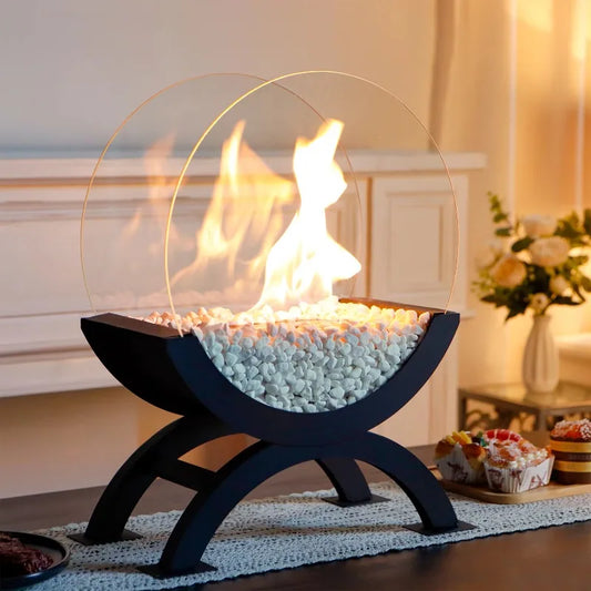 Modern Black Table Ethanol Fireplace – Indoor & Outdoor Decor Fire Pit