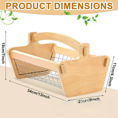 Modern Fruit & Vegetable Storage Basket with Wooden Handle