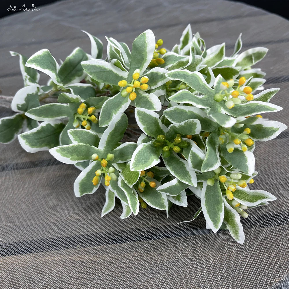 Silver Edge Artificial Leaf Stems (3 Pcs Set)