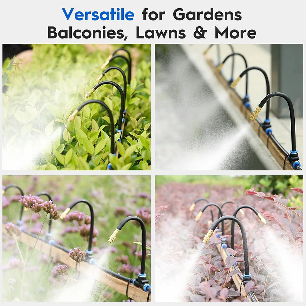 Outdoor Misting Cooling System with 360° Adjustable Nozzles