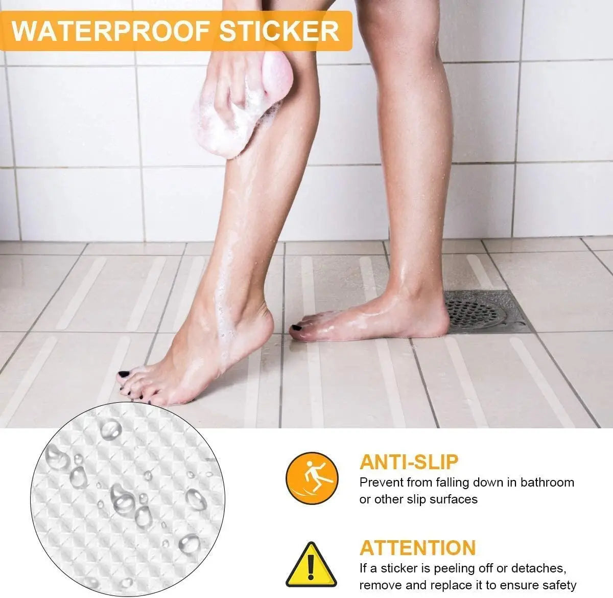 Anti-Slip Shower Strips (24-Pack) – Clear Bathtub Safety Grip Stickers
