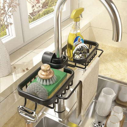 Aluminum Sink Drain Rack – Faucet Sponge & Soap Holder