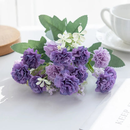Silk Carnation Flower Stem – Elegant 15-Head Decor for Weddings & Home