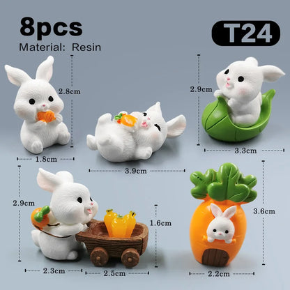 Cute Bunny Boat Carrot Figurine – Mini Kawaii Home Decor
