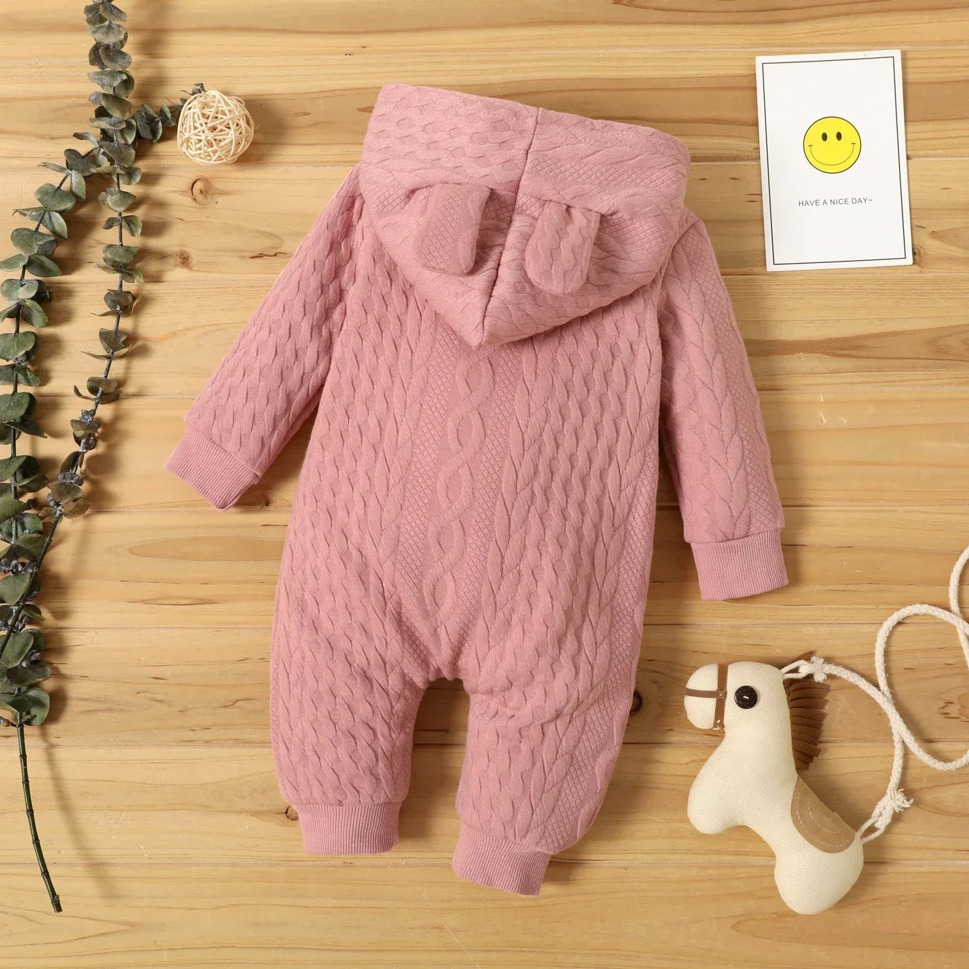 Cute Hooded Baby Romper with Ears – Soft & Cozy Bodysuit (0–18 Months)