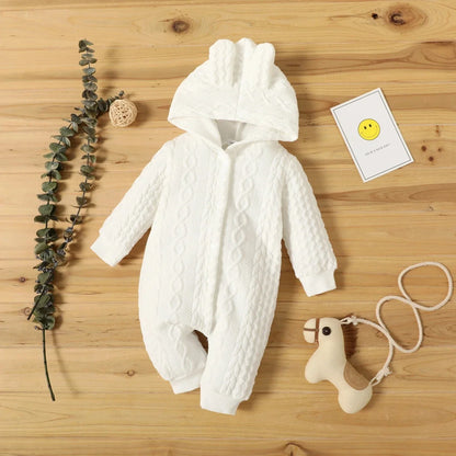 Cute Hooded Baby Romper with Ears – Soft & Cozy Bodysuit (0–18 Months)