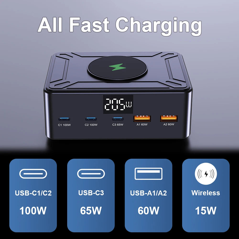 205W GaN Desktop Charger 5 Port USB-C PD Fast Charging Station