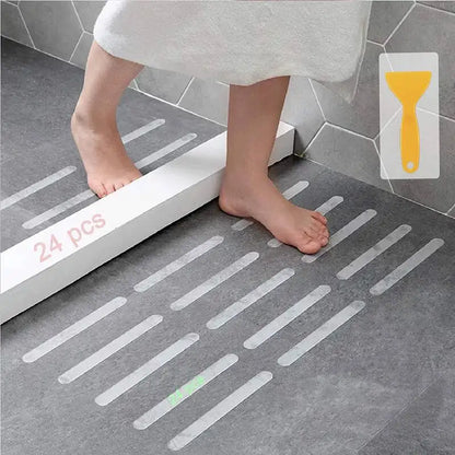 Anti-Slip Shower Strips (24-Pack) – Clear Bathtub Safety Grip Stickers