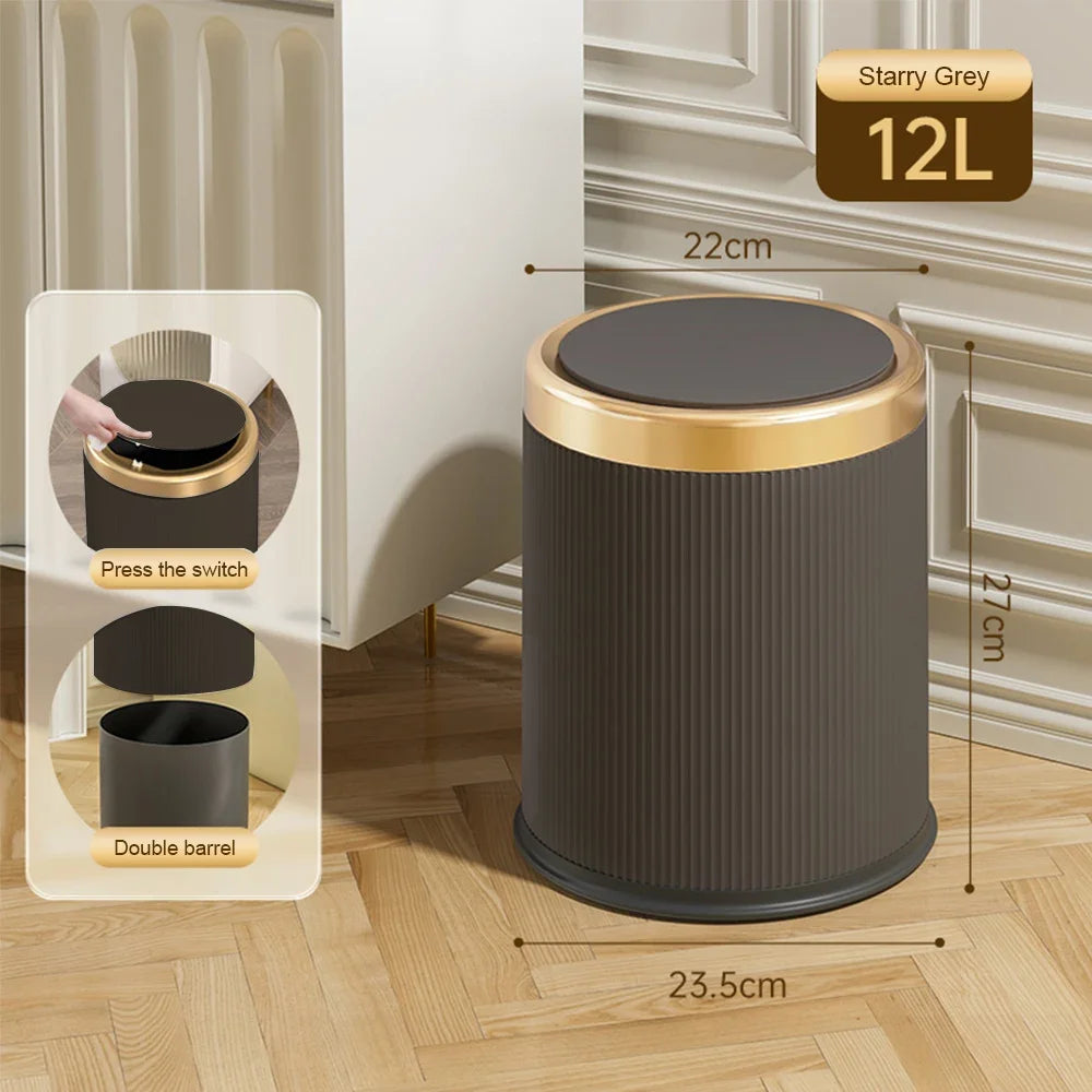 Press Lid Trash Can – Modern Waste Bin with Inner Bucket