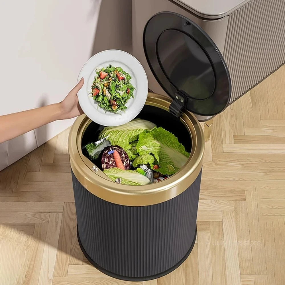 Press Lid Trash Can – Modern Waste Bin with Inner Bucket
