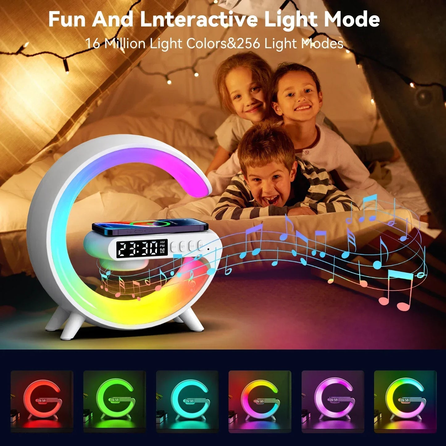 RGB Wireless Charging Station with Speaker | Aesthetic Bedside Essential