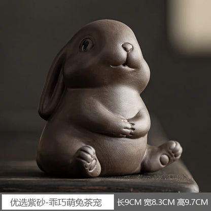 Cute Purple Clay Rabbit Tea Pet – Tea Table Ornament