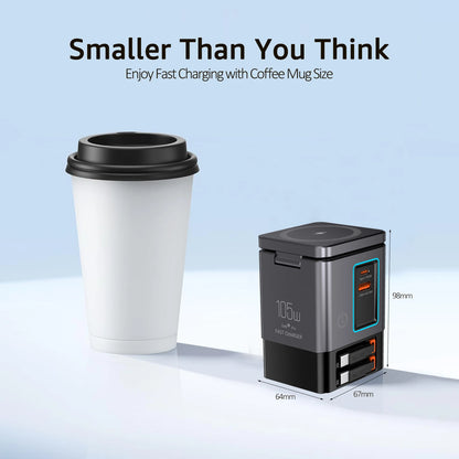 ILEPO 6-in-1 Charging Tower – Fast USB-C Power Station for iPhone & Smart Devices