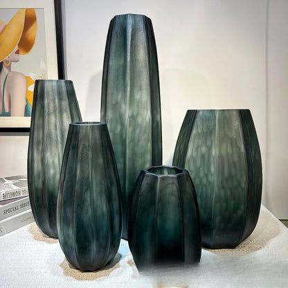 Hand-Ground Smoked Glass Vase – Large Modern Decor