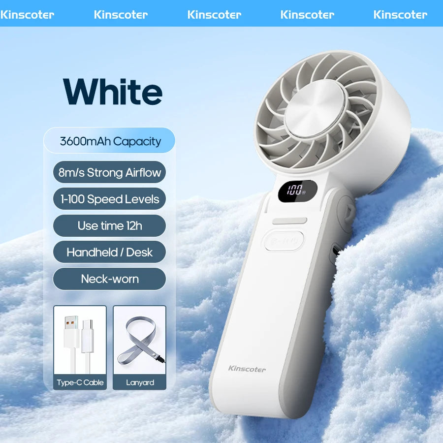 Portable Foldable Handheld Cooling Fan – 3600mAh Rechargeable Fan