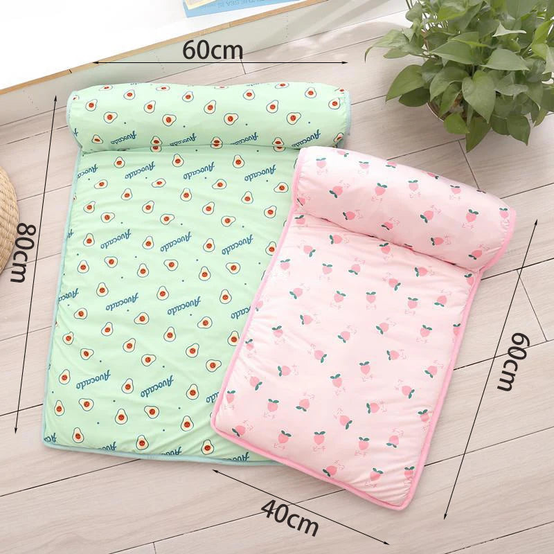 Cooling Pet Mat with Pillow – Non-Slip Comfort for Dogs & Cats