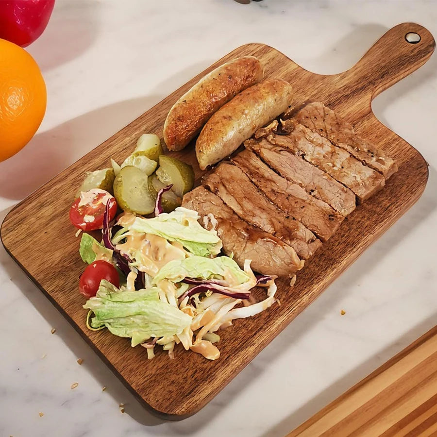Acacia Wood Cutting Board – Charcuterie Board with Handle