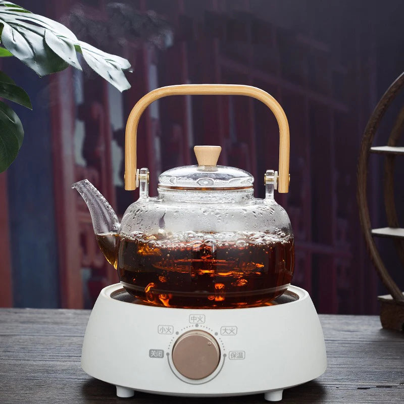 Glass Tea Pot 1200ml – Wooden Handle & Filter