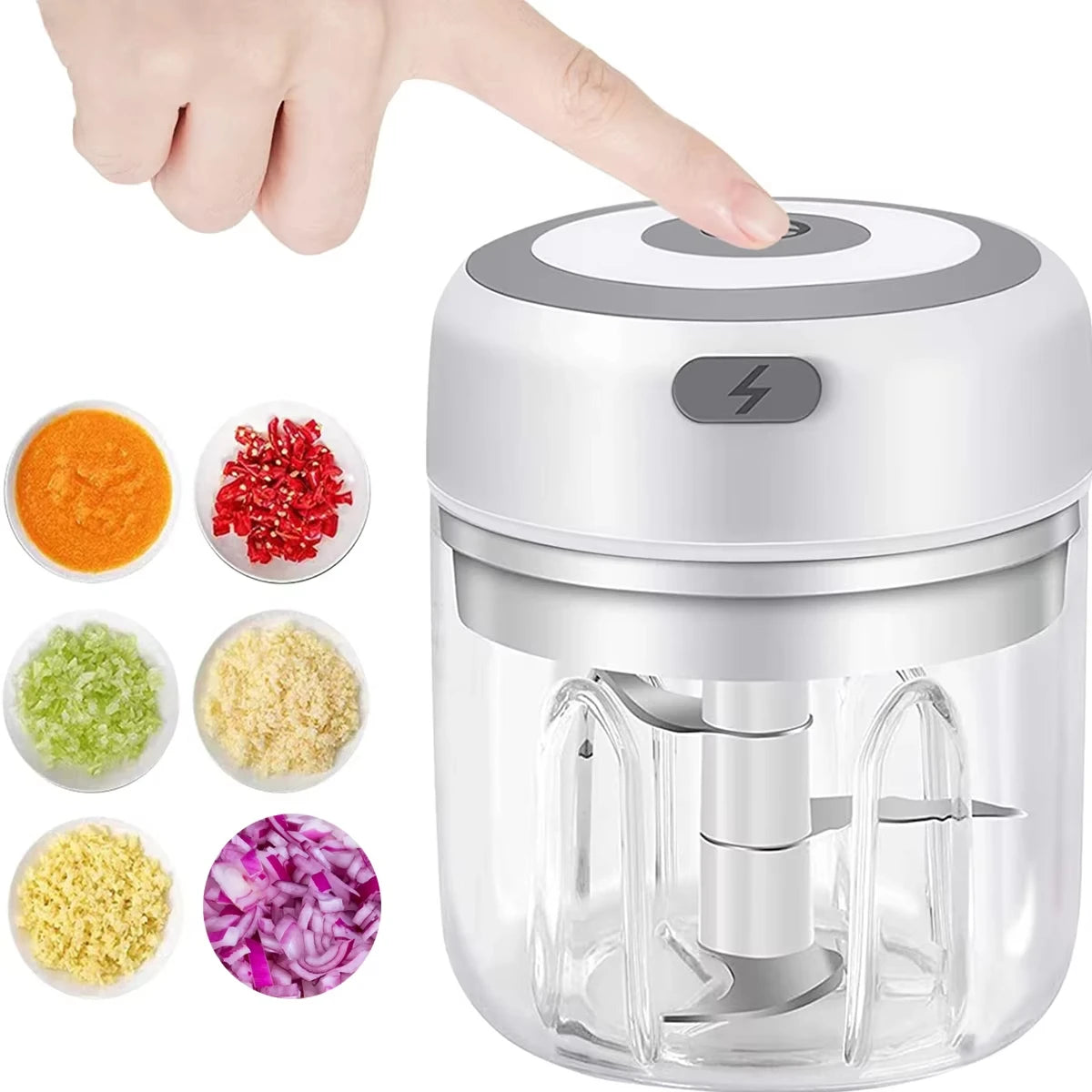 Electric Mini Garlic Chopper – 380ml USB Rechargeable