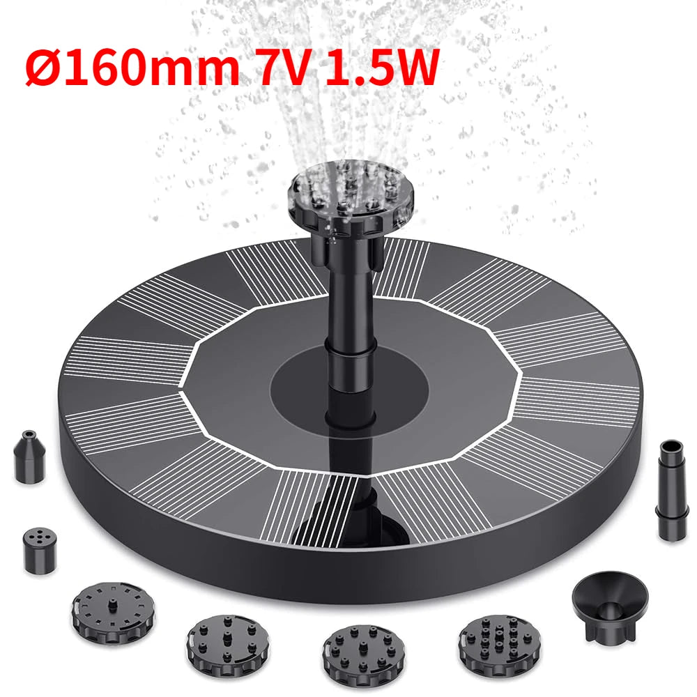 Solar Garden Fountain Pump – 6 Spray Nozzles Outdoor Bird Bath
