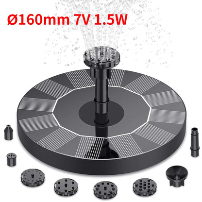 Solar Garden Fountain Pump – 6 Spray Nozzles Outdoor Bird Bath