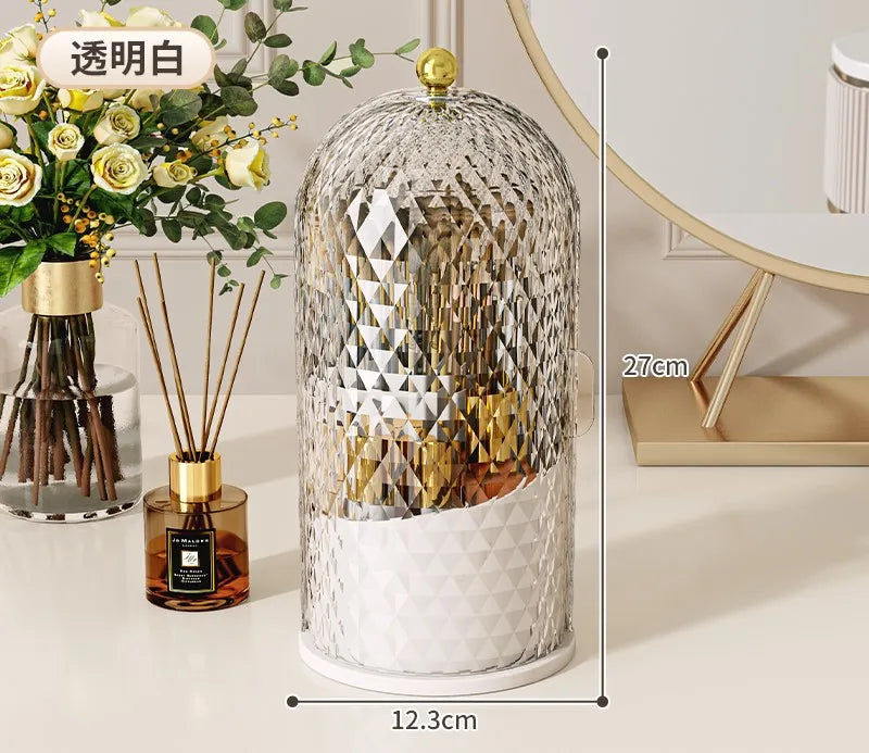 Rotating Makeup Brush Organizer With Lid