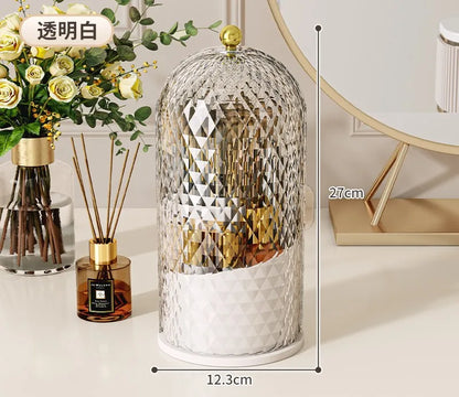 Rotating Makeup Brush Organizer With Lid