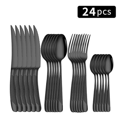 24pc Star Diamond Stainless Steel Cutlery Set – 6 Knives, 6 Forks & 12 Spoons