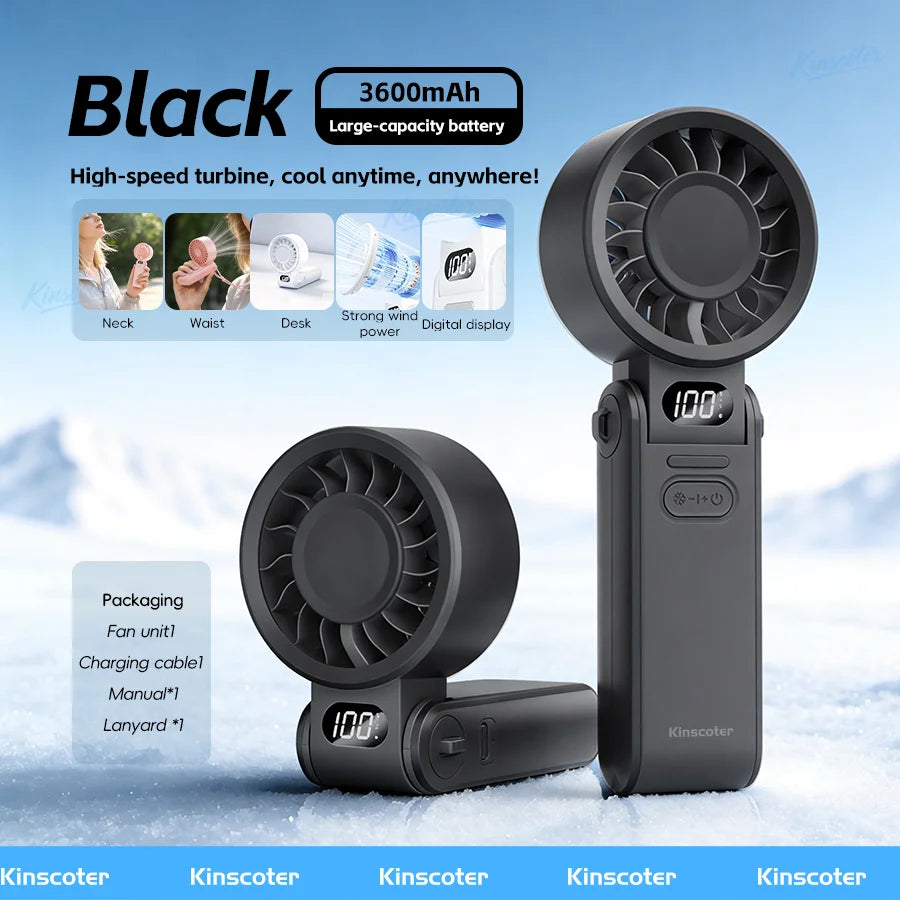 Portable Foldable Handheld Cooling Fan – 3600mAh Rechargeable Fan