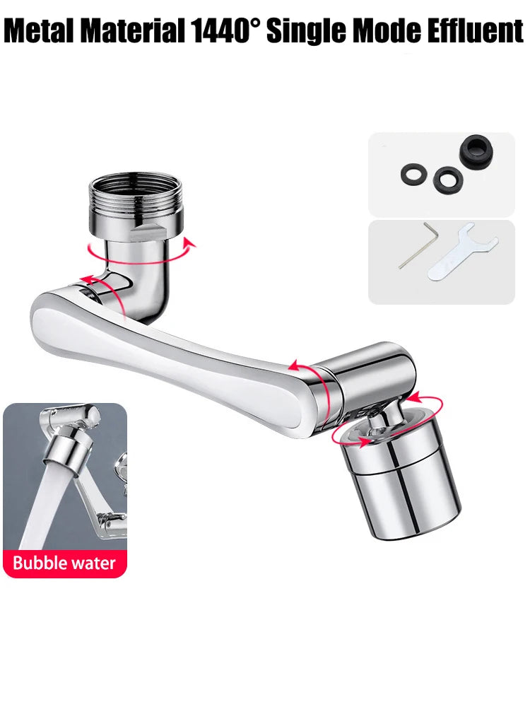 1440° Swivel Faucet Extender – Stainless Steel Dual Spray Aerator