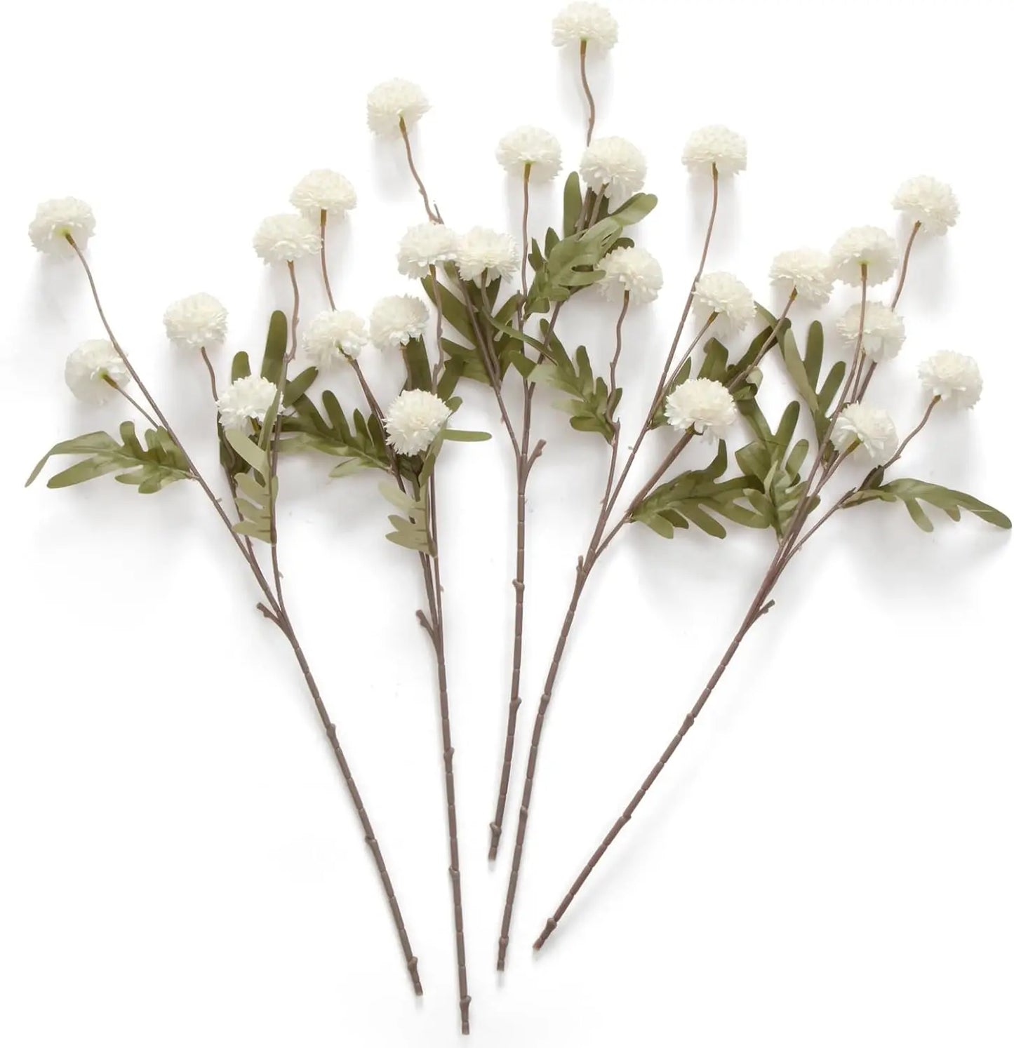 Artificial Kiku Pompon Chrysanthemum Flowers – 5PCS Silk Stems for DIY Decor