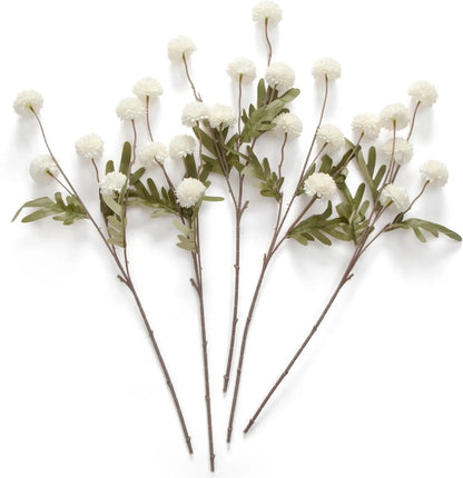 Artificial Kiku Pompon Chrysanthemum Flowers – 5PCS Silk Stems for DIY Decor