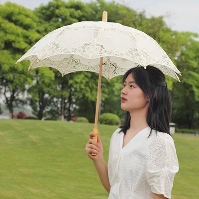 Elegant Cotton Lace Umbrella – Wedding & Outdoor Parasol