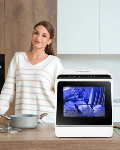Portable Countertop Mini Dishwasher – 5L Built-In Tank, No Installation Needed