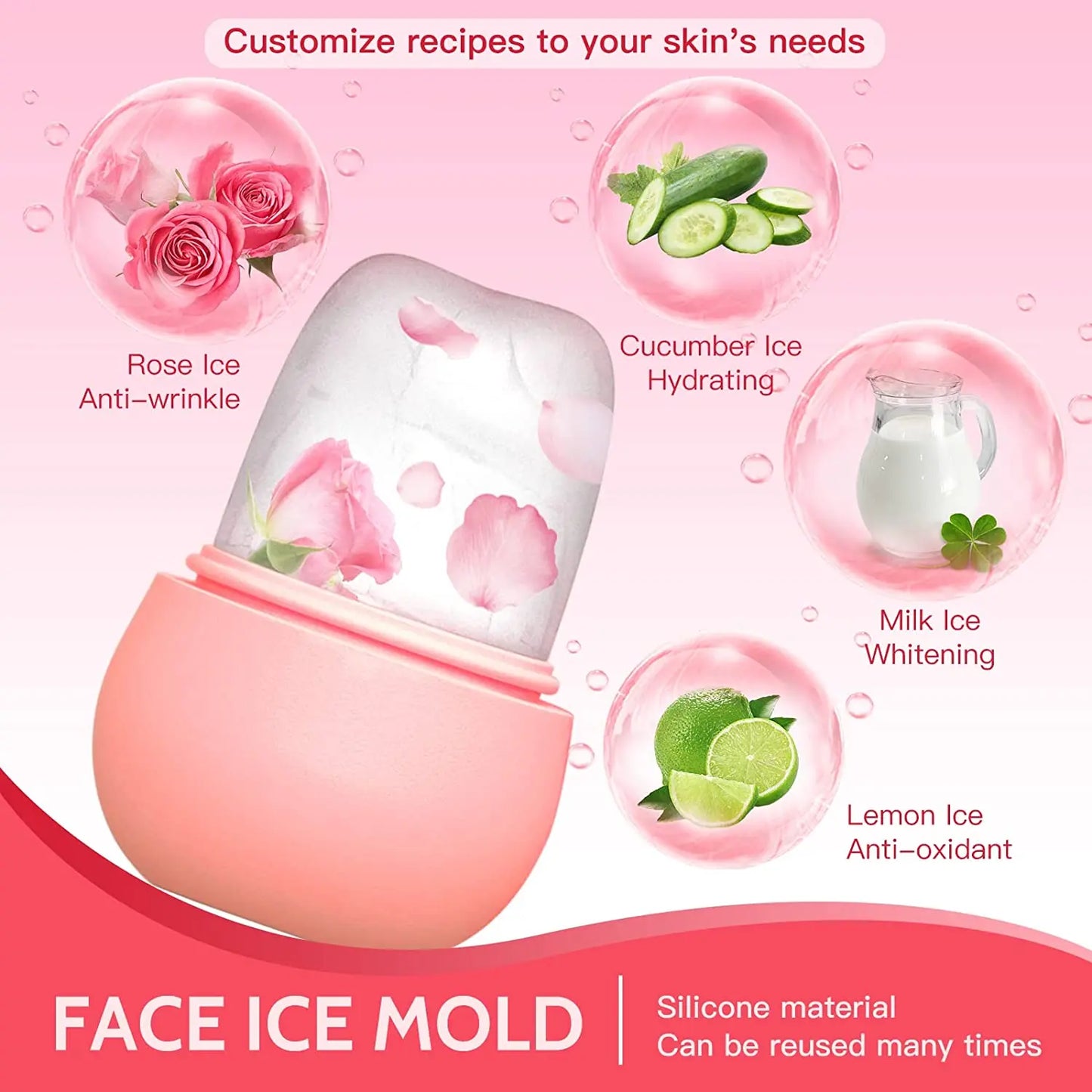 Ice & Glow Dual-Action Face & Eye Roller Set – Silicone Ice Roller + Facial Brush