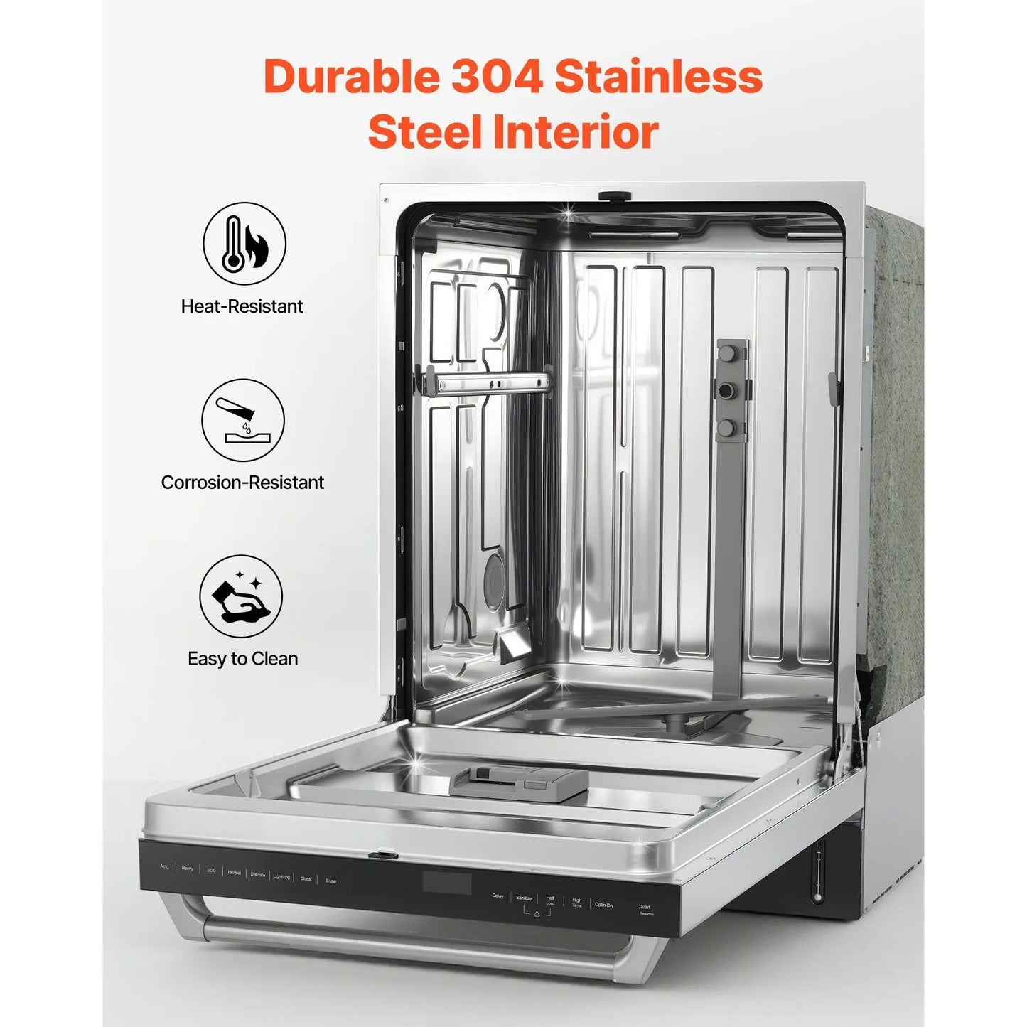 24” Built-In Stainless Steel Dishwasher – Quiet, 14 Place Settings, 8 Wash Modes
