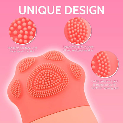 Ice & Glow Dual-Action Face & Eye Roller Set – Silicone Ice Roller + Facial Brush