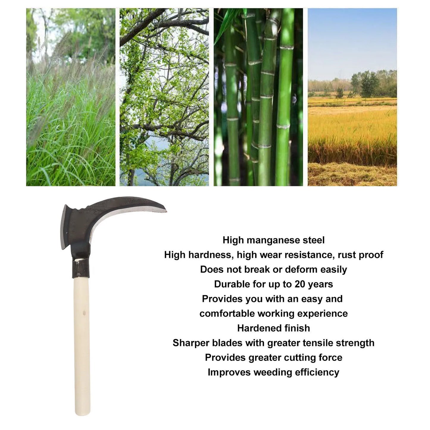 Heavy Duty Double Sickle – High Manganese Steel Gardening & Farming Tool