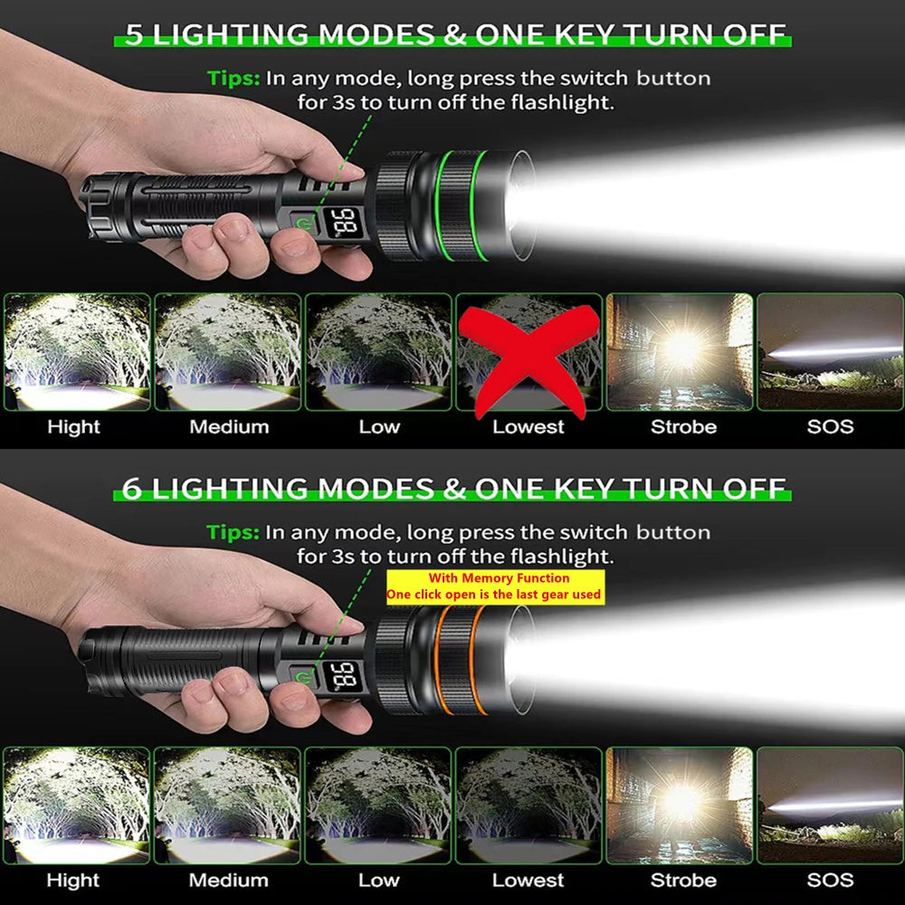 UltraBeam X3000 Rechargeable LED Flashlight – Long-Range, Powerful & Waterproof
