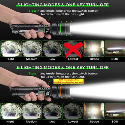 UltraBeam X3000 Rechargeable LED Flashlight – Long-Range, Powerful & Waterproof